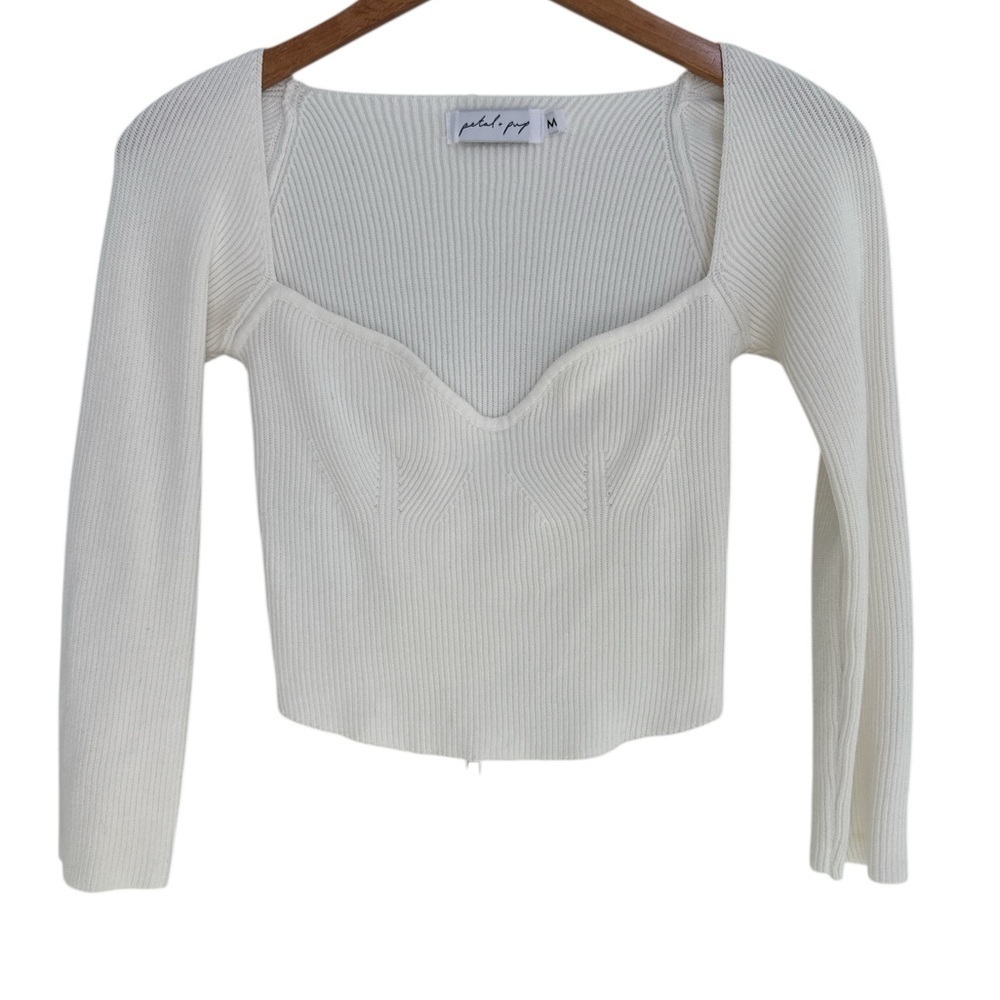 Petal & Pup Aquerelle White Stretch Knit Sweater cropped - Picture 1 of 6